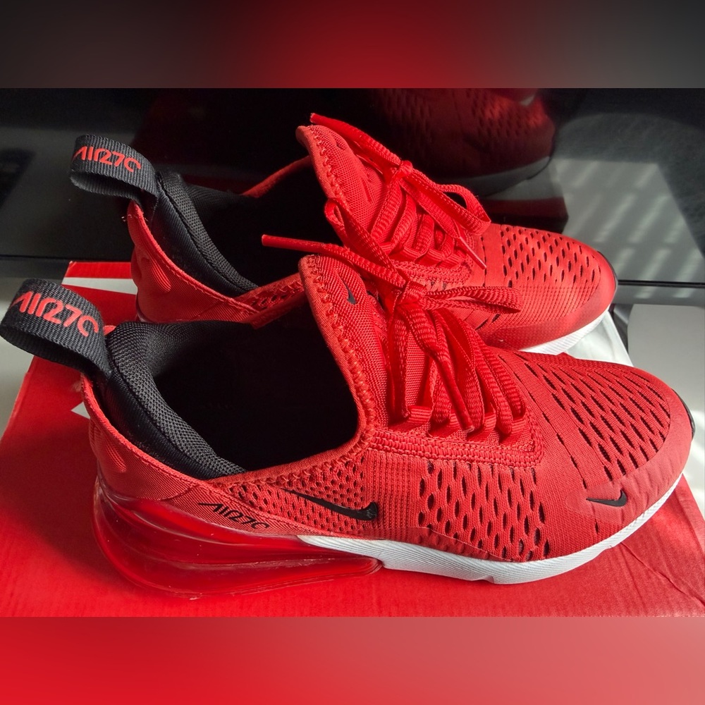 Nike Red and Black Air Max 270 Athletic Sneakers - Picture 3 of 9